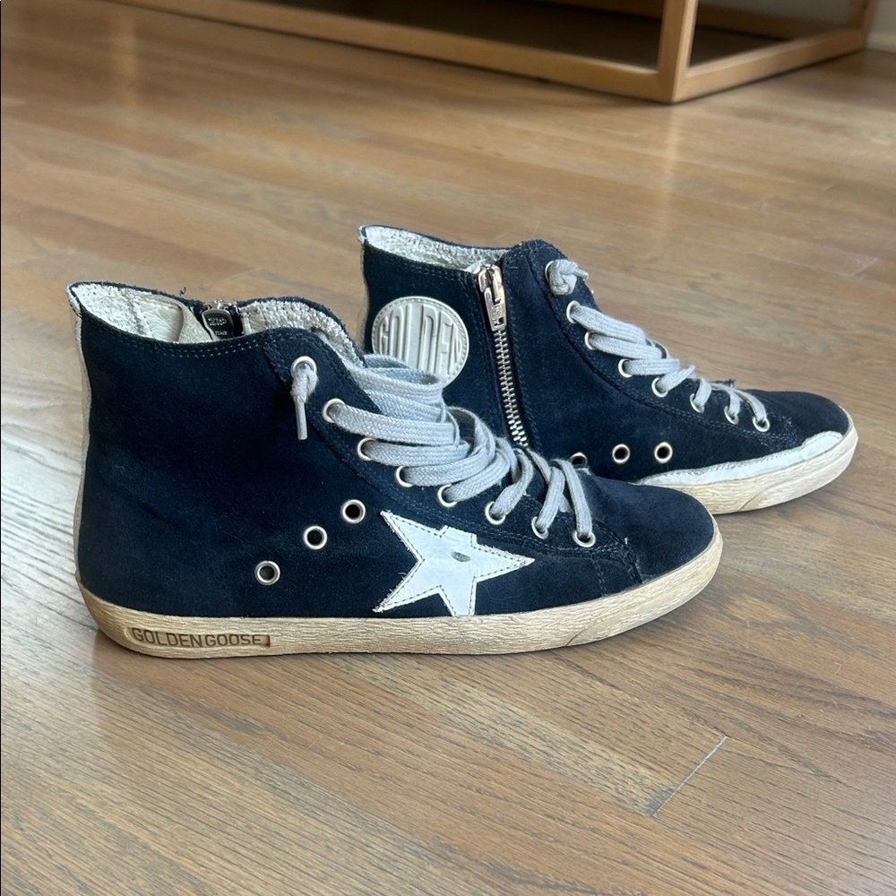 Golden Goose Francy Navy High-Top Sneakers with White Star